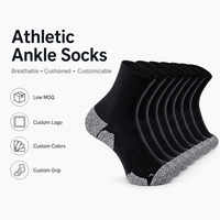 Chaussettes de sport noires personnalisées, respirantes et rembourrées, avec logo personnalisé, antidérapantes, OEM ODM, faible MOQ, directement de l'usine