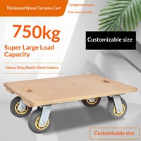 Dolly Pindah Barang Kayu Berat 4 Roda, Dolly Pengangkut Furnitur, Dapat Disesuaikan untuk Gudang, Rumah, Penanganan Kargo, Logistik