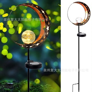 Lámpara Solar de Luna LED con Bola de Cristal, Decoración Colgante de Hierro para Jardín, Iluminación Portátil para Exteriores - Product Image 2