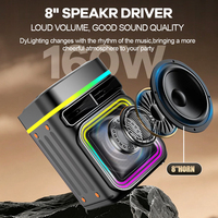 Haut-parleur RGB double mode (TF/USB/AUX/sans fil) avec micro intégré, double bobine vocale de 8 pouces + tweeter, pour extérieur et téléphone portable