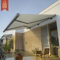 Auvent rétractable motorisé à LED - Auvent imperméable avec cadre en aluminium pour terrasse extérieure, protection solaire, auvent à cassette intégrale