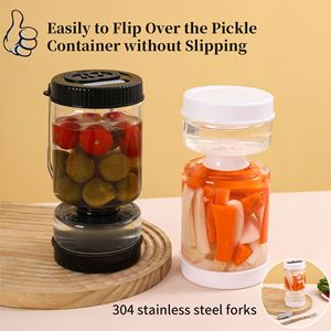 Glass Pickle Jar with Strainer Lid, 34oz Container for Olives & Gherkins, Leakproof Dishwasher Safe + <b>Free</b> Forks (2pcs) - Product Image 5