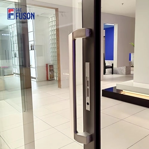 Fuson 전문 제조 업체 이중 유약 현대 욕실 인테리어 알루미늄 슬림 프로필 유리 슬라이드 도어 - Product Image 3