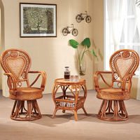 Ensemble de meubles en osier de luxe 3PC chaise rotative à dossier haut Table d'appoint intérieur extérieur canapé en rotin combiné de Relaxation pour personnes âgées
