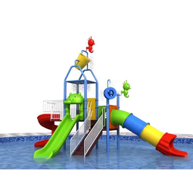 New Product Pool Amusement Park Children Outdoor Plastic Slide wear resistant Water Playground For Kids Gold-18017