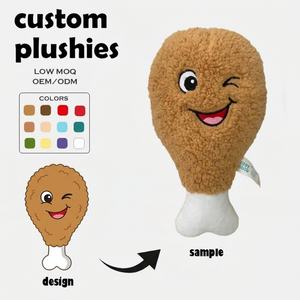 Peluche Personalizado de Muslo de <span class=keywords><strong>Pollo</strong></span> Frito con Estampado Dorado y Bordado, Muñeco de Peluche de Cumpleaños - Product Image 1