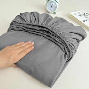 Sábana Ajustable de Algodón Lavado de Color Sólido con Bandas Elásticas Antideslizantes, Cubre Colchón Ajustable Estampado para Cama Doble King Queen - Product Image 1