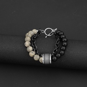 Simple Popular Niche Design Double Layered <b>Beaded</b> <b>Bracelet</b> Titanium Steel Two Color Unisex's <b>Bracelets</b> Fashion Jewelry Wholesale - Product Image 4