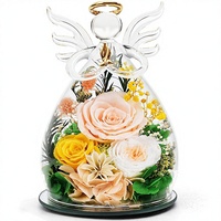 Figurines d'anges en roses éternelles - Fleurs réelles pour toujours, cadeaux d'anniversaire et de commémoration pour maman, grand-mère, épouse et fille