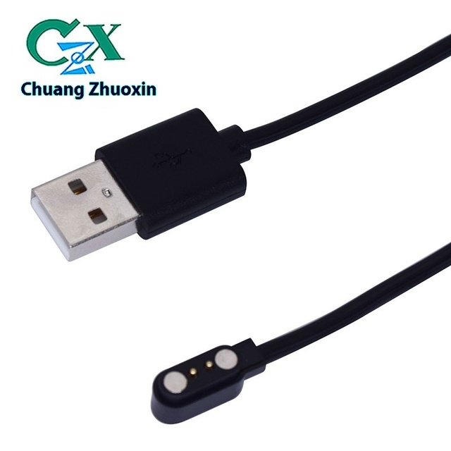 Factory 2-Pin Square Pogopin Magnetic Charging Cable for Smart Watch PVC 2-pin Pitch 2.5 Magnetic Connector Charging Cable