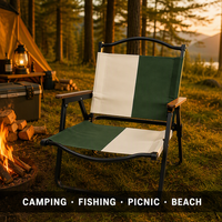Chaise de camping pliable Kermit avec accoudoirs rigides en tissu Oxford et tube en acier, chaise portable d'extérieur pour la pêche et les pique-niques