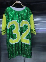 Camiseta de Verano para Mujer Chi Eta Phi, Amarilla y Verde, con Lentejuelas, Estilo Vintage, Ropa de Sororidad, Número XHO 32, Prenda con Lentejuelas