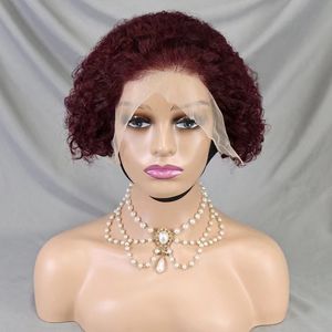 13x4 Dentelle Courte Bouncy Kinky Curly <span class=keywords><strong>pour</strong></span> Pixie Cut 100% 180 Densité Perruque de <span class=keywords><strong>Cheveux</strong></span> Humains avec Transparent <span class=keywords><strong>pour</strong></span> Lace Frontal Noir Femmes - Product Image 6