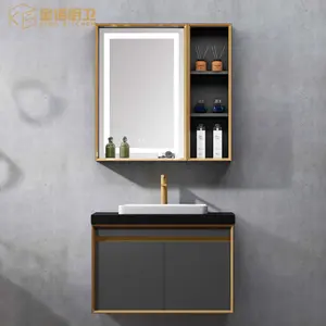 Дизайн MDF стальные шкафы для ванной комнаты с зеркалом тщеславие современная ванная комната