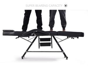 Lit de beauté en cuir noir pliable Portable pour Spa soins du visage salle de sport chambre ou atelier chaise de santé pour soins du visage ou <span class=keywords><strong>Massage</strong></span> - Product Image 6