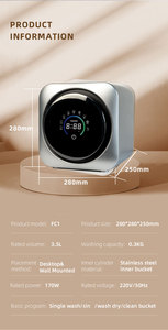Automatic Mini Portable All-In-One Washer/Dryer Front Loading Plastic Energy Saving Touch Screen Stainless Steel Hotel Smart Aut - Product Image 3