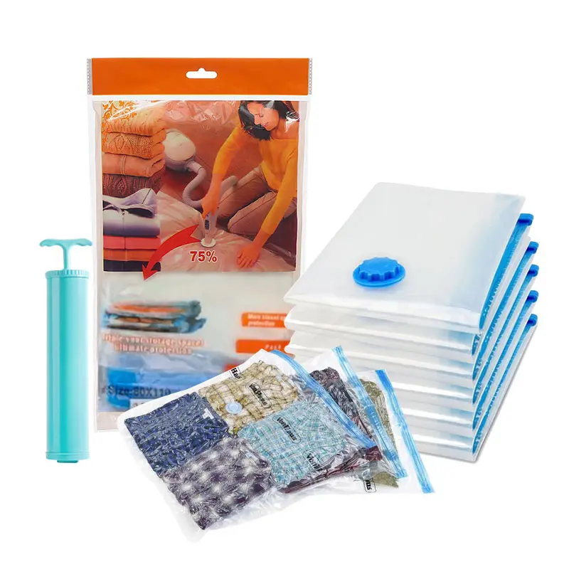 Space Saver Biodegradable Foldable Packing Large Compressed Bag Seal Quilt Clothes Vacuum Storage Bags With Hand Pump