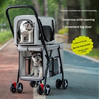 Carrito Plegable de Dos Niveles para Mascotas, con Portamascotas Desmontable, Ruedas Universales de 360°, Amplio Espacio