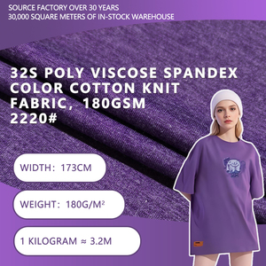 32S Poly Viscose Spandex Color Cotton Knit Fabric 173cm Width 180gsm Soft Stretch For T Shirts Casual Apparel - Product Image 2