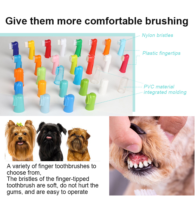 Factory Wholesale Multicolor Pet Finger Brush Cat Dog Finger Toothbrush