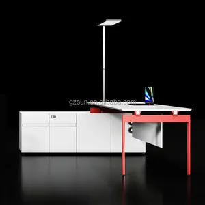 现代红/白办公桌Mfc设计行政办公电脑桌l形带抽屉