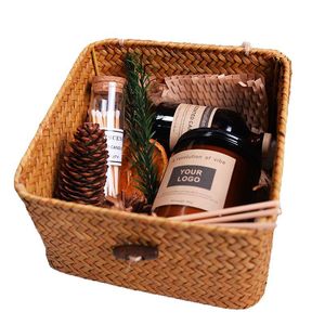Scented Candle <b>Set</b> Glass Jar Soy Wax With <b>Reed</b> <b>Diffuser</b> Home Decoration Gift Box - Product Image 4