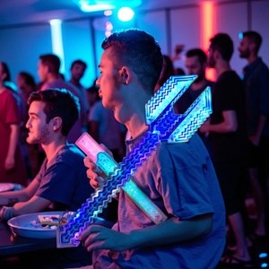 Nouveau jouet sabre laser pour enfants célèbre sur Internet - Épée laser lumineuse à double tête, silencieuse et cool pour les garçons, jouet couteau de jeu <span class=keywords><strong>Minecraft</strong></span> - Product Image 6