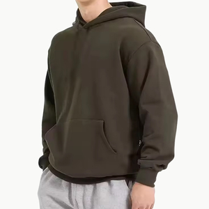 Pull noir haute qualité français éponge polaire lourd Streetwear sweats à capuche épais 100% coton recadrée sweats à capuche imprimés pour hommes - Product Image 3