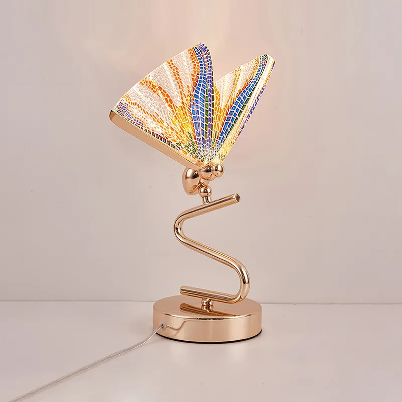 Golden Butterfly Table Lamps Zinc Alloy Acrylic Indoor Lighting Luxury Lamp artificial small bedside butterfly table led lamp