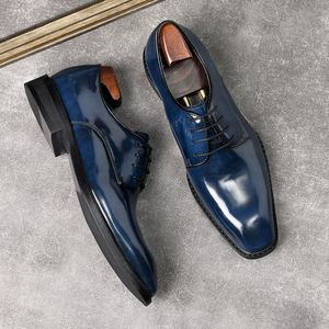 Chaussures en cuir Derby pour hommes, nouvelle collection, style rétro britannique, respirantes, décontractées, en cuir de vachette première couche, haute qualité, haut de gamme - Product Image 2