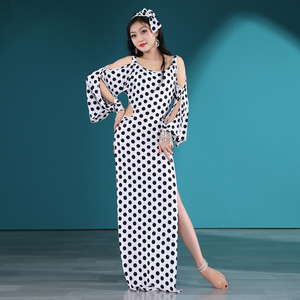 Traje de Danza del Vientre Willyoung <span class=keywords><strong>para</strong></span> Mujer, Vestidos Folclóricos con Estampado de Lunares, <span class=keywords><strong>Ropa</strong></span> de Práctica de Danza Oriental, Origen Guangdong - Product Image 6