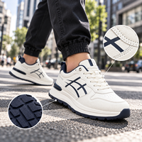 Chaussures décontractées pour hommes, baskets basses tendance, blanches et bleues, streetwear, confortables pour la marche quotidienne, à lacets