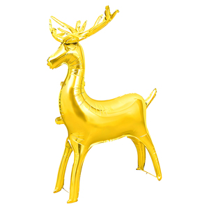 Decoración Navideña, Globo de Aluminio con Forma de Reno y Trineo de Santa Claus, Dorado, 4D, Tamaño Grande - Product Image 3