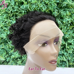 FH 13x4 Perruques Pixie Lace transparentes pré-plumées Perruque Pixie Lace Front Pixie avec petit nœud d'<span class=keywords><strong>oreille</strong></span> à <span class=keywords><strong>oreille</strong></span> Perruques <span class=keywords><strong>de</strong></span> cheveux humains coupe Pixie - Product Image 3