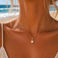 JUSNOVA Vente en gros Collier pendentif en zircon plaqué or 14K PVD, étanche, hypoallergénique, résistant à la décoloration, pour femmes, vente en gros, OEM