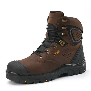 ANTENG Genuine Leather Esd Anti-Static Anti-Piercing Safety Boots Steel toe Rubber Sole Non-slip Hiking Work Safety Shoes Boots