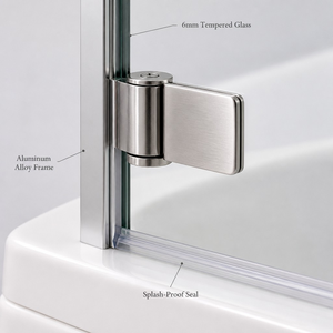 Paroi de <span class=keywords><strong>douche</strong></span> pivotante en aluminium semi-cerclée avec porte en verre pour salle de bain - Product Image 3