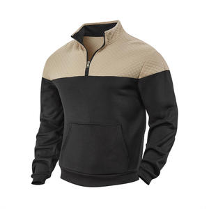Sudadera con capucha y media cremallera para hombre, con bloques de color, bolsillo y transpirable, para uso casual - Product Image 2