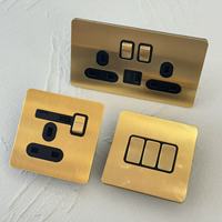 Interrupteur à bascule mural 86 à bouton-poussoir, double prise universelle UK13A, USB-C, en métal acier inoxydable doré, 16A, pour maison européenne