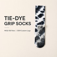 Chaussettes de yoga pour femmes OEM personnalisées, tie-dye 8 couleurs, antidérapantes, respirantes, écologiques, pour usage quotidien, collection printemps, vente en gros