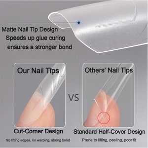 240 pièces de faux ongles à presser longs, semi-mat, givrés, sans limage, avec lignes de guidage, adaptés à diverses formes d'ongles, style populaire - Product Image 4