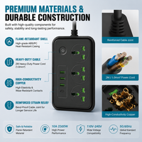 Multiprise universelle à quatre prises avec ports USB Type-C PD, personnalisable, pour salle de pause, tour de prises