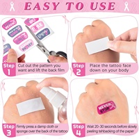 Tatouages personnalisés de visage de sensibilisation au cancer du sein autocollants roses de cancer du sein tatouages temporaires de ruban rose pour la décoration de collecte de fonds