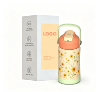 Bouteille d'eau moderne pour enfants en acier inoxydable 18/8 de qualité alimentaire, isolation sous vide chaude et froide 12-24H