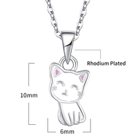 Collier Pendentif Chat Adorable en Argent Sterling 925 avec Émail et Accents de Zircon Cubique, Breloque Chaton Ludique pour Amoureux des Chats, Vente en Gros
