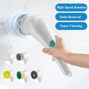 Cầm Tay Làm Sạch Bàn Chải Không Dây Món Ăn Rửa Súng Điện Không Dây Điện Quay Scrubber Với Có Thể Thay Thế Đầu Bàn Chải Nhà Bếp