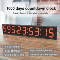 Horloge de compte à rebours de bureau en métal, 9 chiffres LED, compteur de jours, numérotation ascendante/descendante jusqu'à 1000 jours pour la retraite et les événements