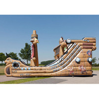 Tobogán Inflable con Forma de Barco Pirata, Castillo Hinchable Gigante, Combinación de Juegos para Niños, Alquiler para Fiestas, Festivales, Personalización OEM