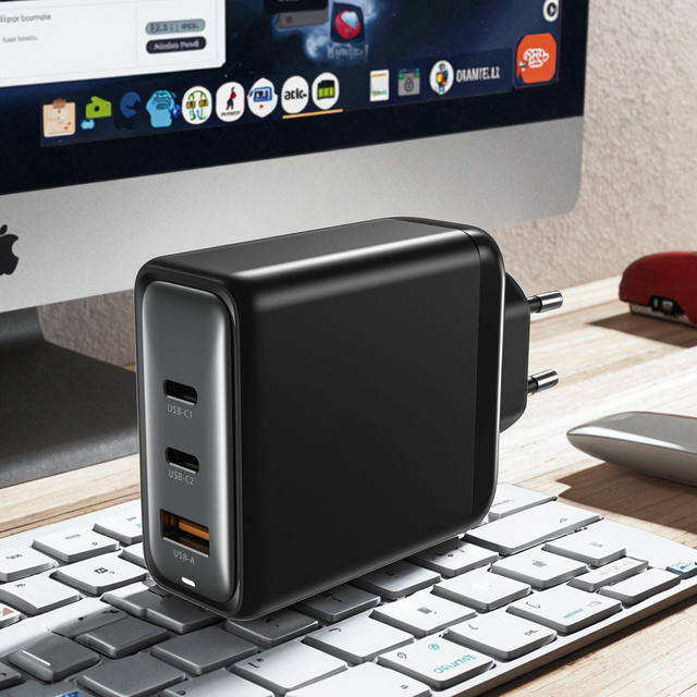 GaN CE Approved PD Mode 3-port 45W+35W+18W Europe Standard Wall Charger with QC3.0/QC2.0/SuperVOOC2.0 Fast Charging