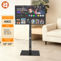 Soporte de TV LED para Piso Personalizado Khcoohoo, de 32-55 Pulgadas, Rotación de 90 Grados, Inclinación de 25 Grados, Base de Vidrio y Acero, con Certificación CE y Gestión de Cables